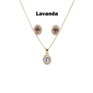 CONJUNTO OVAL CRISTAL FOLHEADO 45cm