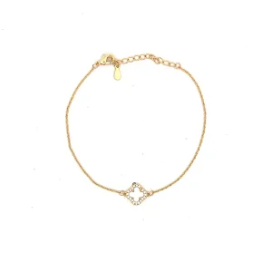 PULSEIRA TREVO CRAVEJADO FOLHEADO 17cm + 3cm Ext