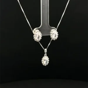 CONJUNTO OVAL CRISTAL DE PRATA 45cm/8,3mm
