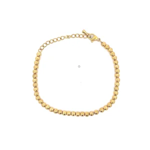 PULSEIRA BOLINHAS 4mm INOX GOLD 16cm + 4cm Ext