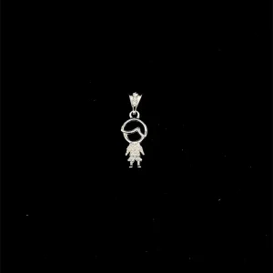 PINGENTE MENINO CRAVEJADO DE PRATA 6,3mm