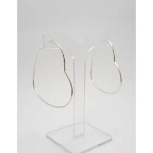 BRINCO DE PRATA ARGOLA CORACAO PERFIL REDONDO 41mm