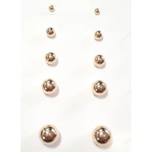 BRINCO DE BOLA LISA (5 PARES) FOLHEADO - 4,6,8,10 E 12MM