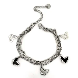 PULSEIRA DUPLA C/ BORBOLETAS INOX 18cm + 5cm Ext