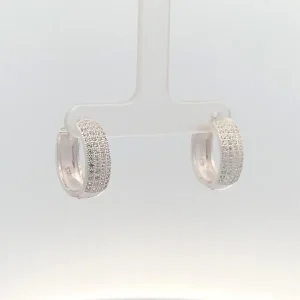 BRINCO ARGOLA CLICK CRAVEJADO DE PRATA 20mm