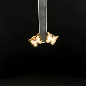 BRINCO BORBOLETA MADREPEROLA INOX GOLD 12mm