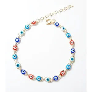 PULSEIRA OLHO GREGO COLOR FOLHEADO 18cm + (5cmExt)