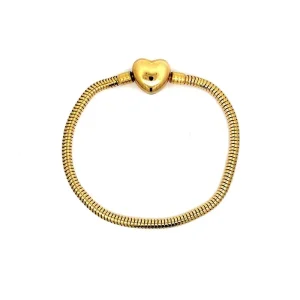 PULSEIRA CHARM INOX GOLD C/ FECHO CORACAO