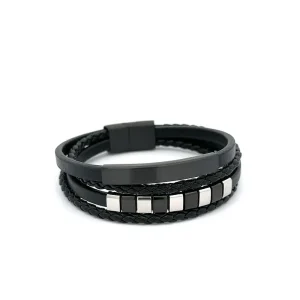 PULSEIRA DE COURO MASCULINO INOX