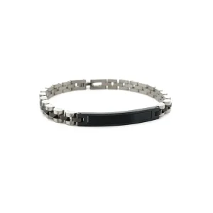 PULSEIRA CHAPINHA CURVA MISTA INOX/BLACK MASCULINO 21cm