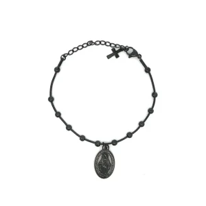 PULSEIRA BOLINHAS NSRA DAS GRAÇAS INOX BLACK 16cm + 5cm Ext