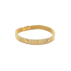 PULSEIRA BRACELETE FENDA MALEAVEL INOX GOLD 19cm