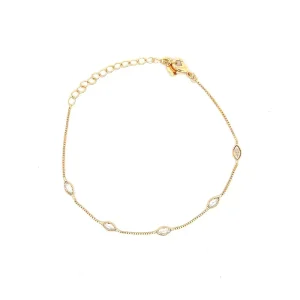 PULSEIRA CRISTAL OVAL FOLHEADO 18cm + 5cm Ext