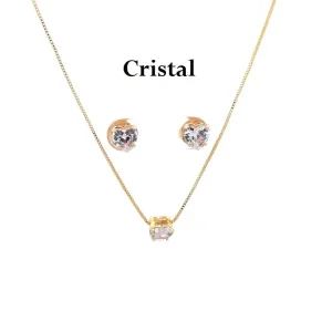 CONJUNTO CRISTAL CORACAO FOLHEADO 45cm/6mm
