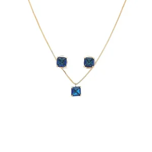 CONJUNTO QUADRADO CRISTAL AZUL FOLHEADO 40cm + 5cm Ext/6,5mm