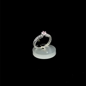 ANEL SOLITARIO VAZADO DE PRATA ROSA