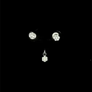 CONJUNTO S/ CORRENTE CRAVEJADO DE PRATA 4,2mm