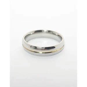 ALIANCA INOX 5MM ANATOMICA C/1 FIO DE OURO