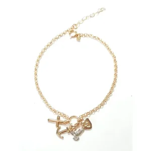 PULSEIRA ELO DIVINO ESPIRITO SANTO FOLHEADO 18cm + (3cm Ext)