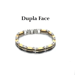 PULSEIRA DUPLA FACE INOX/INOX BLACK/GOLD 21cm
