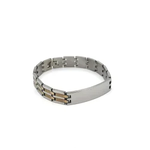 PULSEIRA MASCULINA INOX/GOLD GROSSA C/ CHAPA CURVA 21cm/12mm