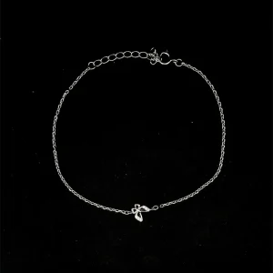 PULSEIRA BORBOLETA DE PRATA C/ RODIO 17cm + 3cm Ext