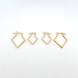 DUO DE BRINCOS ARGOLA LOSANGO FOLHEADO 12 e 16mm