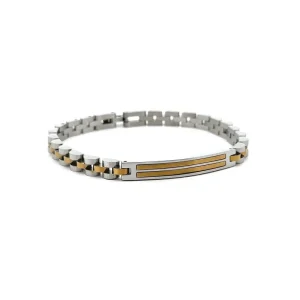 PULSEIRA CHAPINHA CURVA MISTA INOX/GOLD MASCULINO 21cm