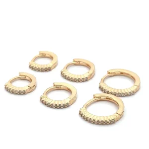 TRIO DE BRINCOS ARGOLA CLICK FOLHEADO 10, 12 e 14mm