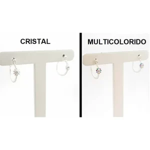 BRINCO ARGOLA C/ CRISTAL DE PRATA 15mm