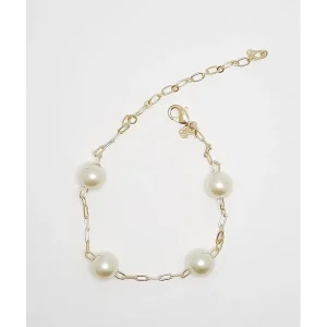 PULSEIRA FOLHEADA C/PEROLAS 8mm/16cm + (4cm Ext)