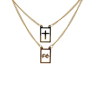 ESCAPULARIO FE/CRUZ INOX GOLD 70cm