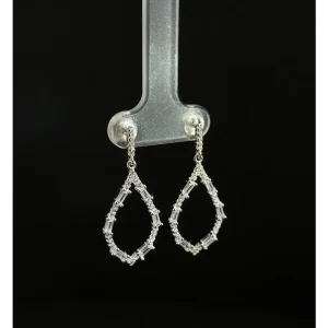 BRINCO GOTA ABERTA CRISTAIS DE PRATA 14mm