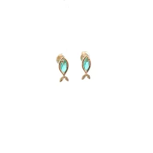 BRINCO CRISTAL PEIXE FOLHEADO 8mm