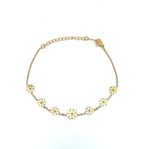 TORNOZELEIRA FLORES INOX GOLD 21cm + 5cm Ext