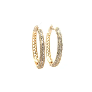 BRINCO ARGOLA OVAL CRAVEJADA CLICK FOLHEADO 32mm