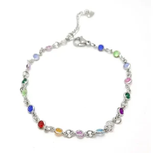PULSEIRA C/ CRISTAIS MULTICOLORIDOS 18cm