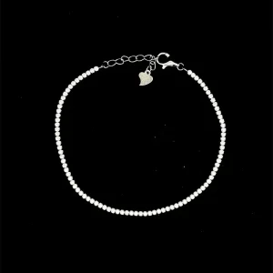 PULSEIRA RIVIERA CRAVEJADA DE PRATA C/ RODIO 17cm + 3cm Ext