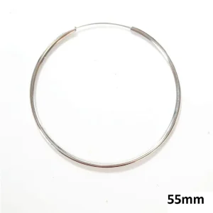BRINCO ARGOLA PERFIL REDONDO DE ACO INOX 55mm