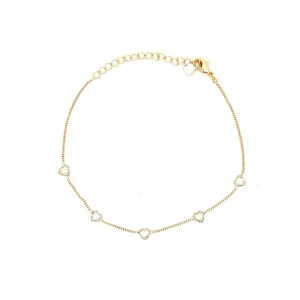 PULSEIRA CRISTAL CORACAO FOLHEADO 18cm + 5cm Ext