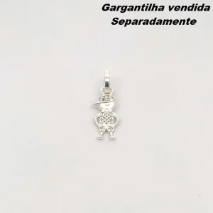 PINGENTE MENINO CRAVEJADO DE PRATA