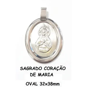 PINGENTE INOX OVAL S.C. DE MARIA