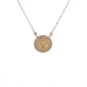 GARGANTILHA MEDALHA ESPIRITO SANTO FOLHEADO 40+5cm Ext