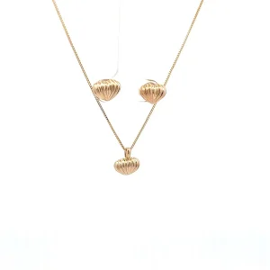 CONJUNTO CORACAO CONCHA FOLHEADO 45cm/10mm