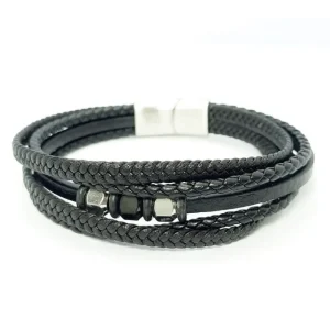 PULSEIRA DE ACO INOX C/COURO