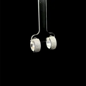 BRINCO ARGOLA CLICK CRAVEJADO DE PRATA C/ RODIO 14mm