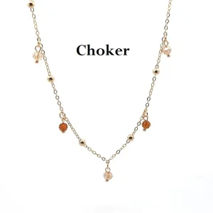 GARGANTILHA CHOKER CRISTAIS FOLHEADO 35cm + 5cm Ext