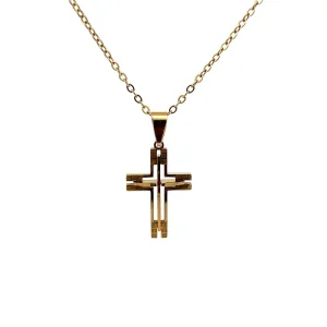 GARGANTILHA CRUZ INOX GOLD 50cm