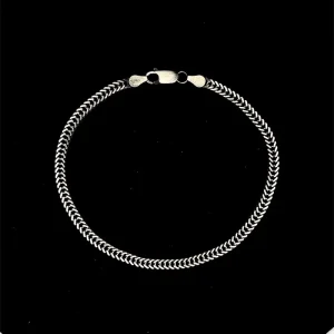 PULSEIRA PALMEIRINHA DE PRATA ENVELHECIDA 21cm/3mm