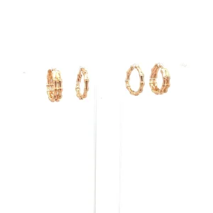 DUO DE BRINCOS ARGOLA CLICK ROSE FOLHEADO 13 e 14mm